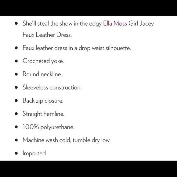 Ella Moss Girl Faux Leather Dress - Picture 4 of 7